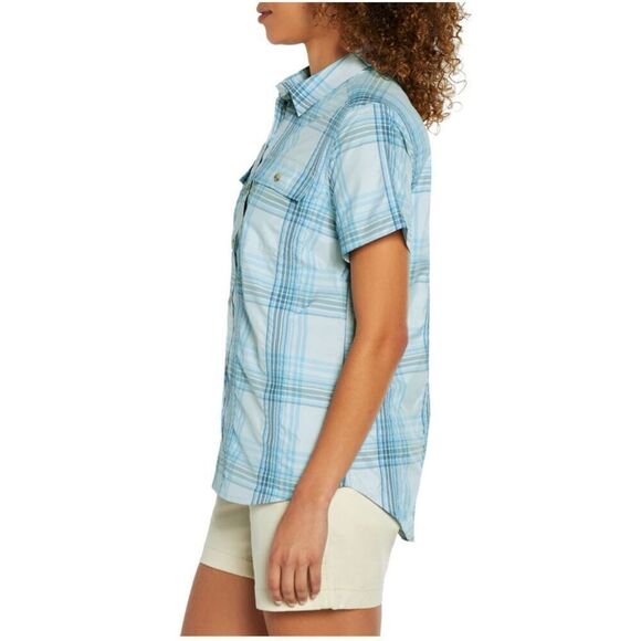 NEW Eddie Bauer Adventure Shirt Women’s XL Short Sleeve Blue White Plaid NWT - Picture 3 of 15